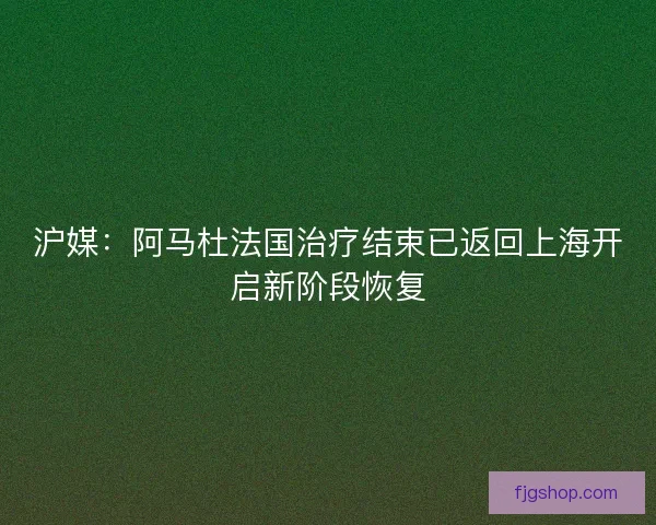 沪媒：阿马杜法国治疗结束已返回上海开启新阶段恢复