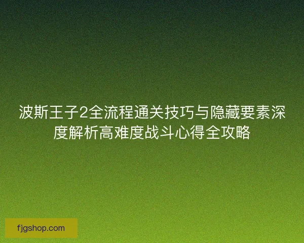 波斯王子2全流程通关技巧与隐藏要素深度解析高难度战斗心得全攻略