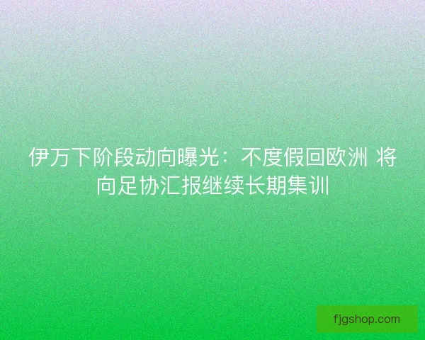 伊万下阶段动向曝光：不度假回欧洲 将向足协汇报继续长期集训